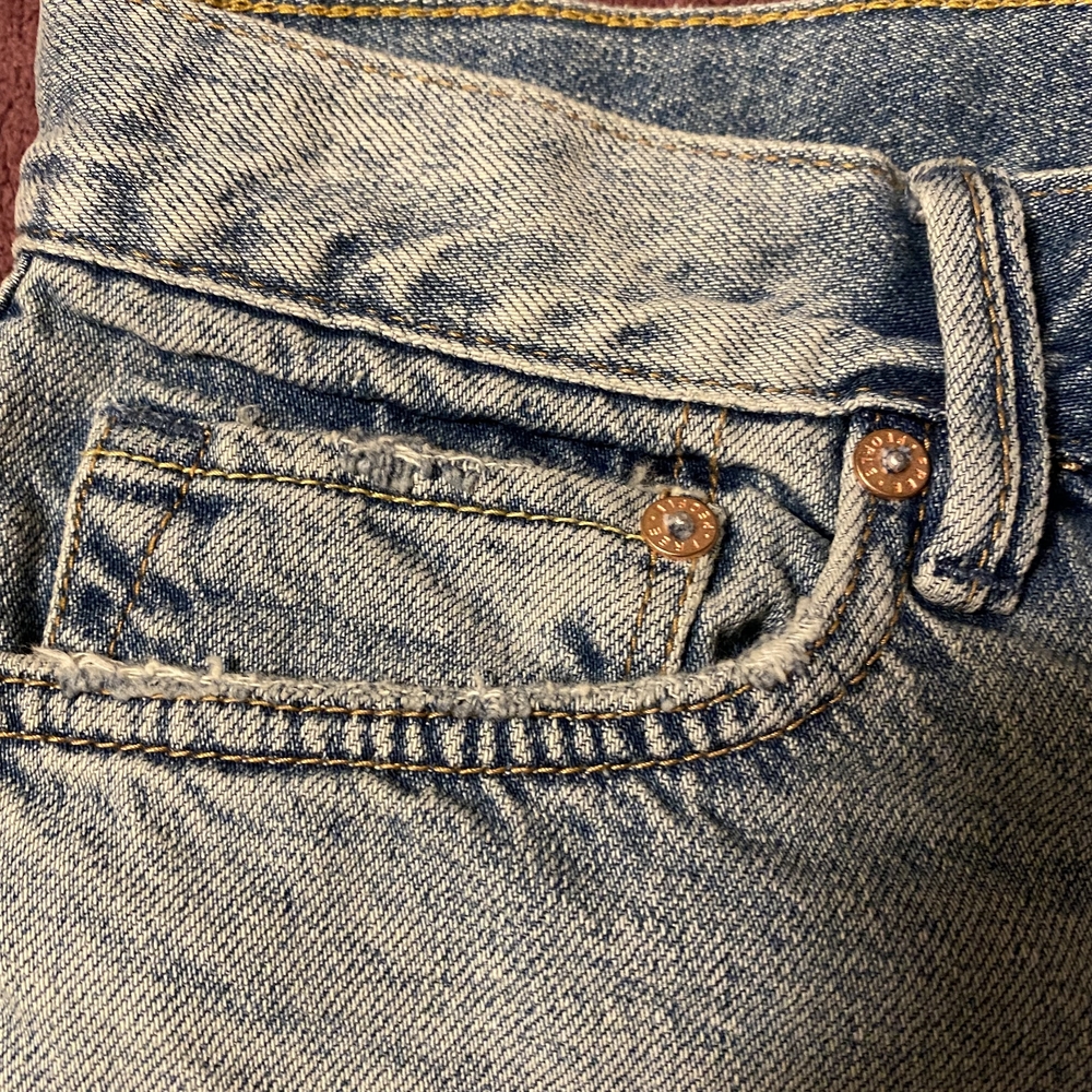 Free People Button Fly Light Blue Distressed Jean Shorts - Picture 4 of 7